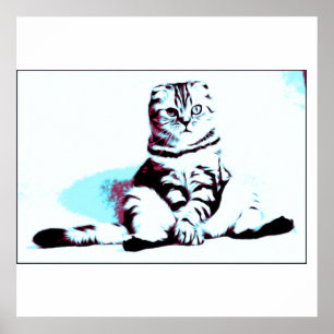 Sitta Cat-oljemålningen Poster klassiskt runt svin