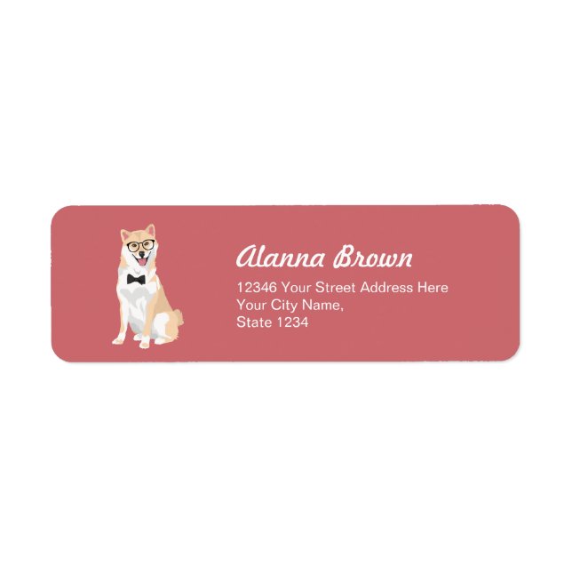 Sitta Coola Hipster Shiba Inu för Hundälskare Returadress Etikett (Framsidan)