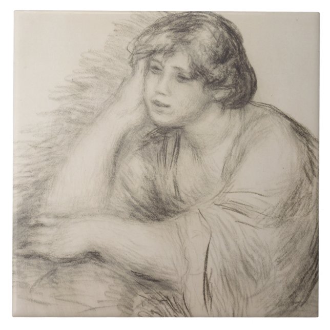 Sitta Girl (av Pierre-Auguste Renoir) Kakelplatta (Framsidan)