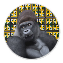 Sitta Gorilla Gult Grönt Geometric Wildlife Knopp