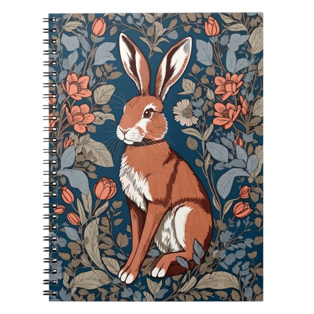 Sitta Hare William Morris Inspired Blommigt Anteckningsbok (Framsidan)