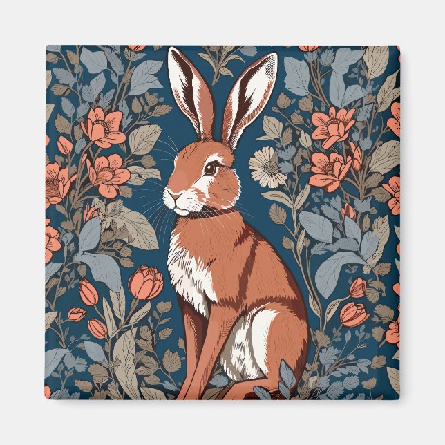 Sitta Hare William Morris Inspired Blommigt Magnet (Framsidan)