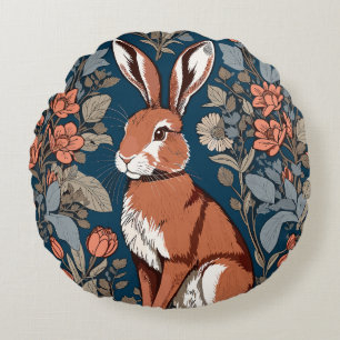 Sitta Hare William Morris Inspired Blommigt Rund Kudde