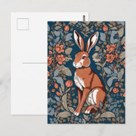 Sitta Hare William Morris Inspired Blommigt Vykort
