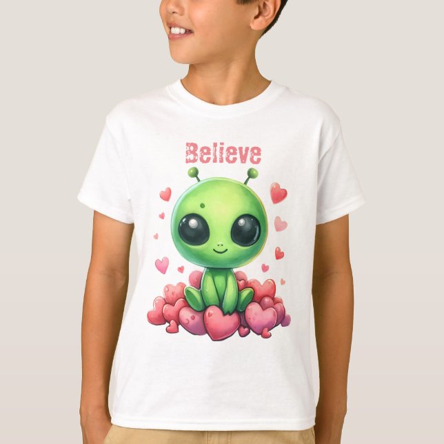 sitta på hjärtat Kärlek UFO tror att scifi-toppen T Shirt (Framsida)