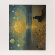 Sitta på stranden i den surreala världen