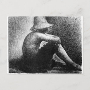 Sitta pojke i halmhatt av Georges Seurat Vykort