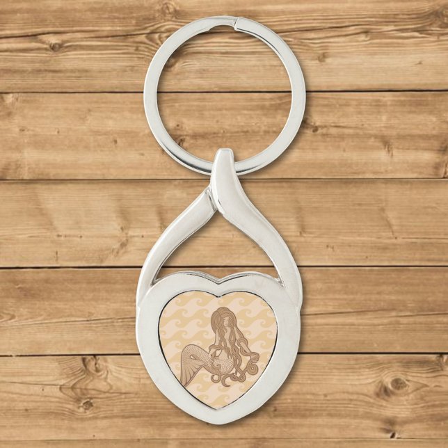 Sitta Sjöjungfru Twisted Heart Silverfärgad Nyckelring (Skapare uppladdad)
