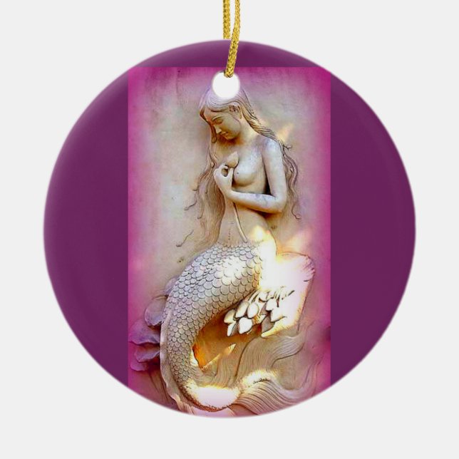 sitta sjöjungfruars lavender-ornament julgransprydnad keramik (Framsidan)