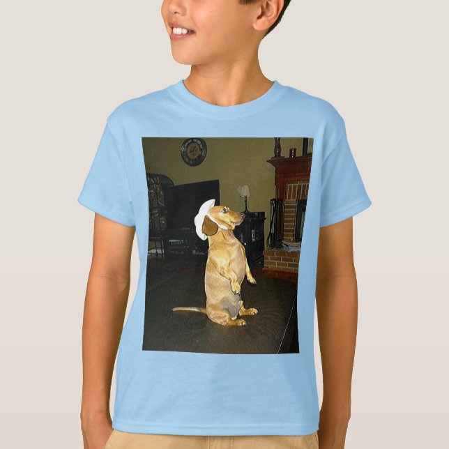 Sitta Söt eller TV Dachshund Kids Tee Shirt (Framsida)