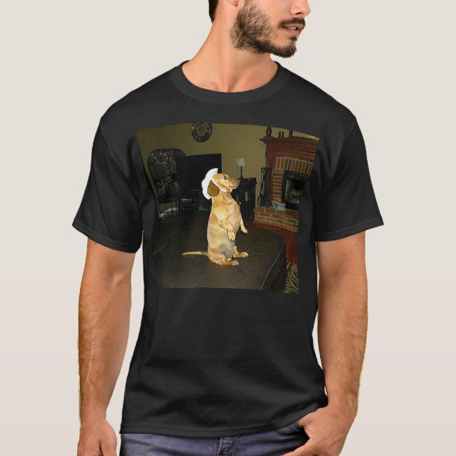 Sitta Söt eller TV Dachshund T-shirt (Framsida)