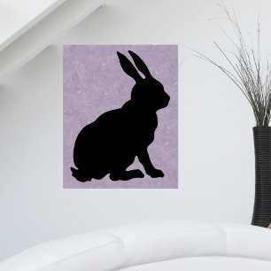 Sitta svart kanin Silhouette Tall öron Lila Poster