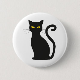sitta svart katt gult ögon knapp