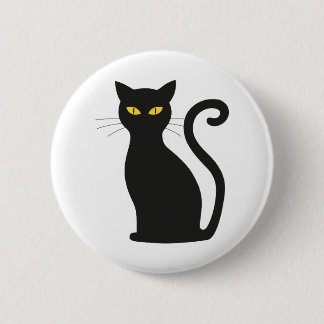 sitta svart katt gult ögon knapp