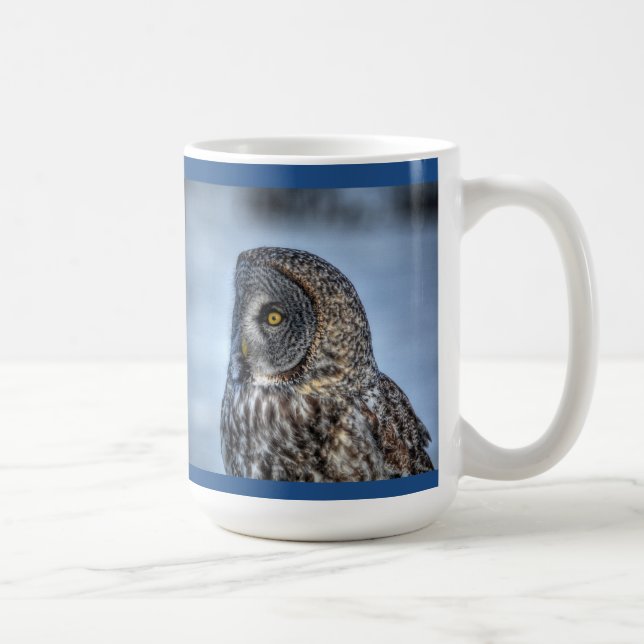 Sitta Underbar Grått Uggla & Snö Wildlife Raptor Kaffemugg (Höger)
