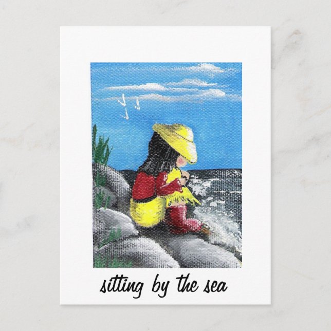 Sitta vid havet vykort (Framsida)