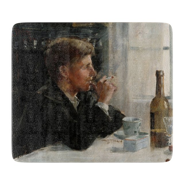 Sittad man-Borttappad i tankarna vid Bord (Framsidan)