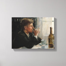 Sittad man-Borttappad i tankarna vid Bord Canvastryck