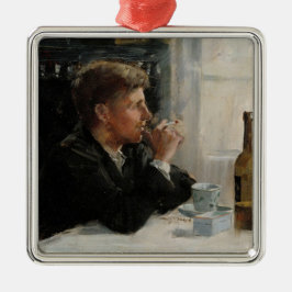 Sittad man-Borttappad i tankarna vid Bord Julgransprydnad Metall