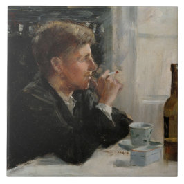 Sittad man-Borttappad i tankarna vid Bord Kakelplatta