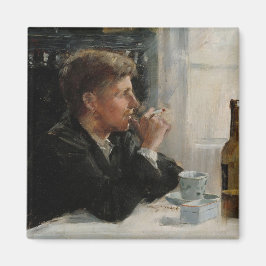 Sittad man-Borttappad i tankarna vid Bord Magnet