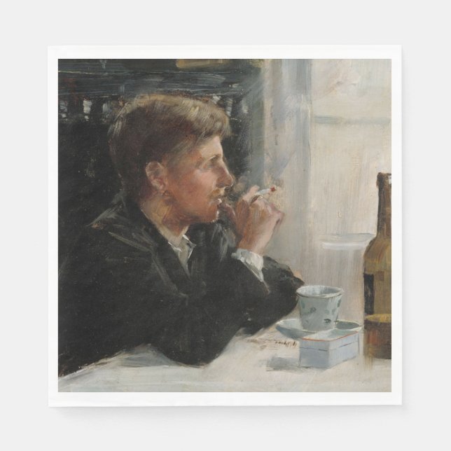 Sittad man-Borttappad i tankarna vid Bord Pappersservett (Framsidan)