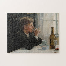 Sittad man-Borttappad i tankarna vid Bord