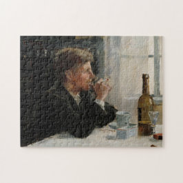 Sittad man-Borttappad i tankarna vid Bord Pussel