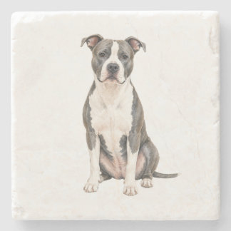 Sittande American Staffordshire Terrier Naturlig S Stenunderlägg