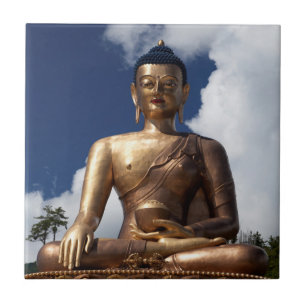 Sittande Buddha-staty Kakelplatta