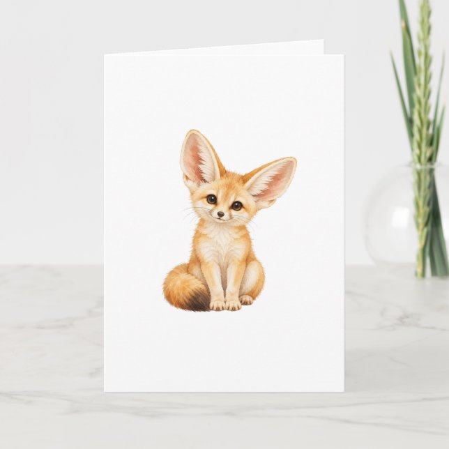 Sittande Fennecrävunge Kort (Framsida)