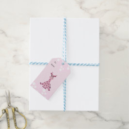 Sittande giraff presentetikett