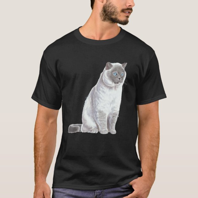 Sittande katt Brittisk korthår T Shirt (Framsida)