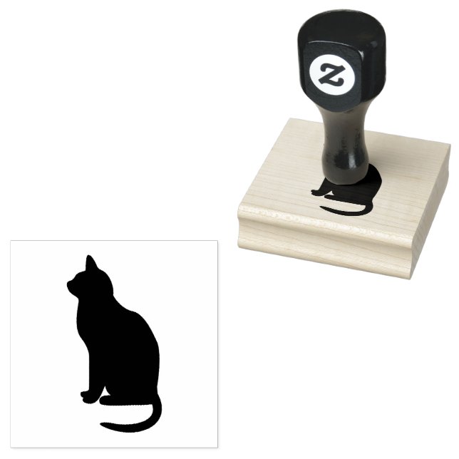 Sittande katt Siluett vänd åt vänster Stämpel (Stämplad)