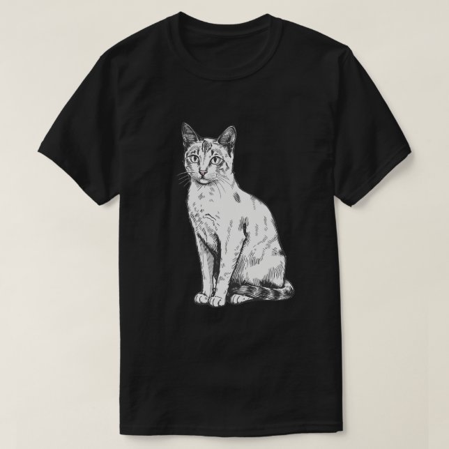 Sittande kattkonst t shirt (Design framsida)