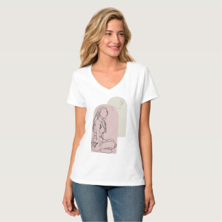 Sittande kvinna Linje Art T-Shirt – Lugn & Elegant