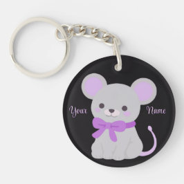 Sittande mus lila båge söt Kawaii anpassad