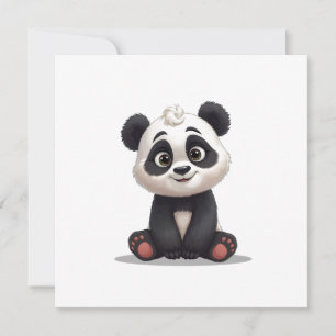 Sittande Panda Björn Tecknad Illustration Konstver