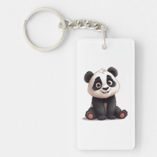 Sittande Panda Björn Tecknad Illustration Konstver