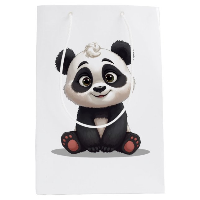 Sittande Panda Björn Tecknad Illustration Konstver (Framsidan)