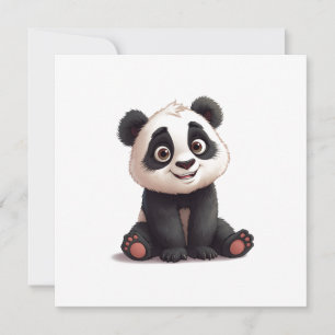 Sittande Panda Björn Tecknad Illustration Konstver