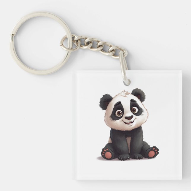 Sittande Panda Björn Tecknad Illustration Konstver (Framsidan)