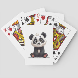 Sittande Panda Björn Tecknad Illustration Konstver Casinokort