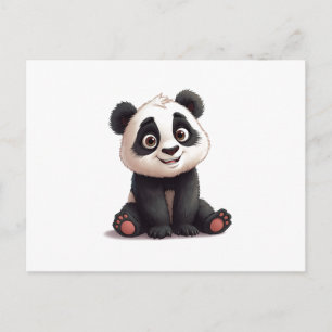 Sittande Panda Björn Tecknad Illustration Konstver Helg Vykort