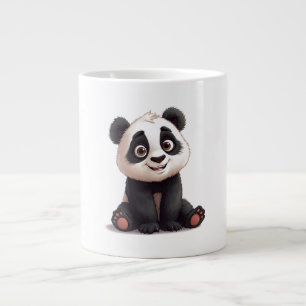 Sittande Panda Björn Tecknad Illustration Konstver Jumbo Mugg