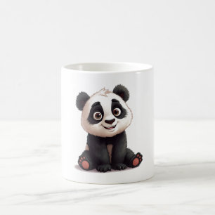 Sittande Panda Björn Tecknad Illustration Konstver Kaffemugg