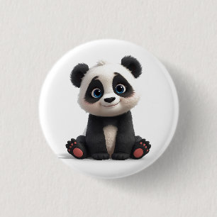 Sittande Panda Björn Tecknad Illustration Konstver Knapp
