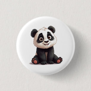 Sittande Panda Björn Tecknad Illustration Konstver Knapp