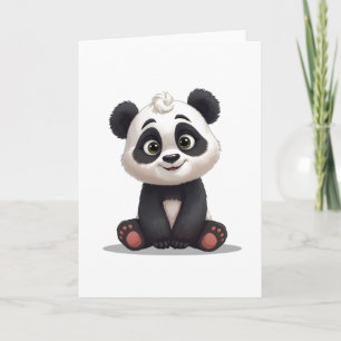 Sittande Panda Björn Tecknad Illustration Konstver Kort