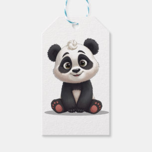 Sittande Panda Björn Tecknad Illustration Konstver Presentetikett